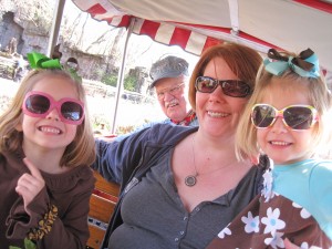 riding on the zoo train -- all aboard!